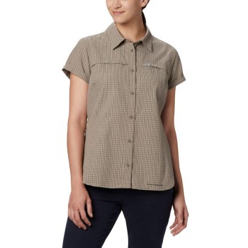 Columbia Silver Ridge Novelty Short Sleeve, Camisa Verde Oliva Para Mujer | 813056-ALK